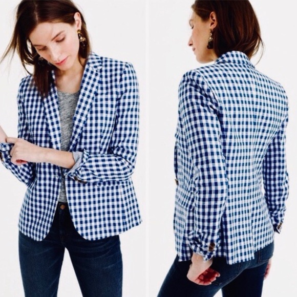 NEW • J. Crew • Schoolboy Gingham Blazer Blue Sm - Picture 2 of 6